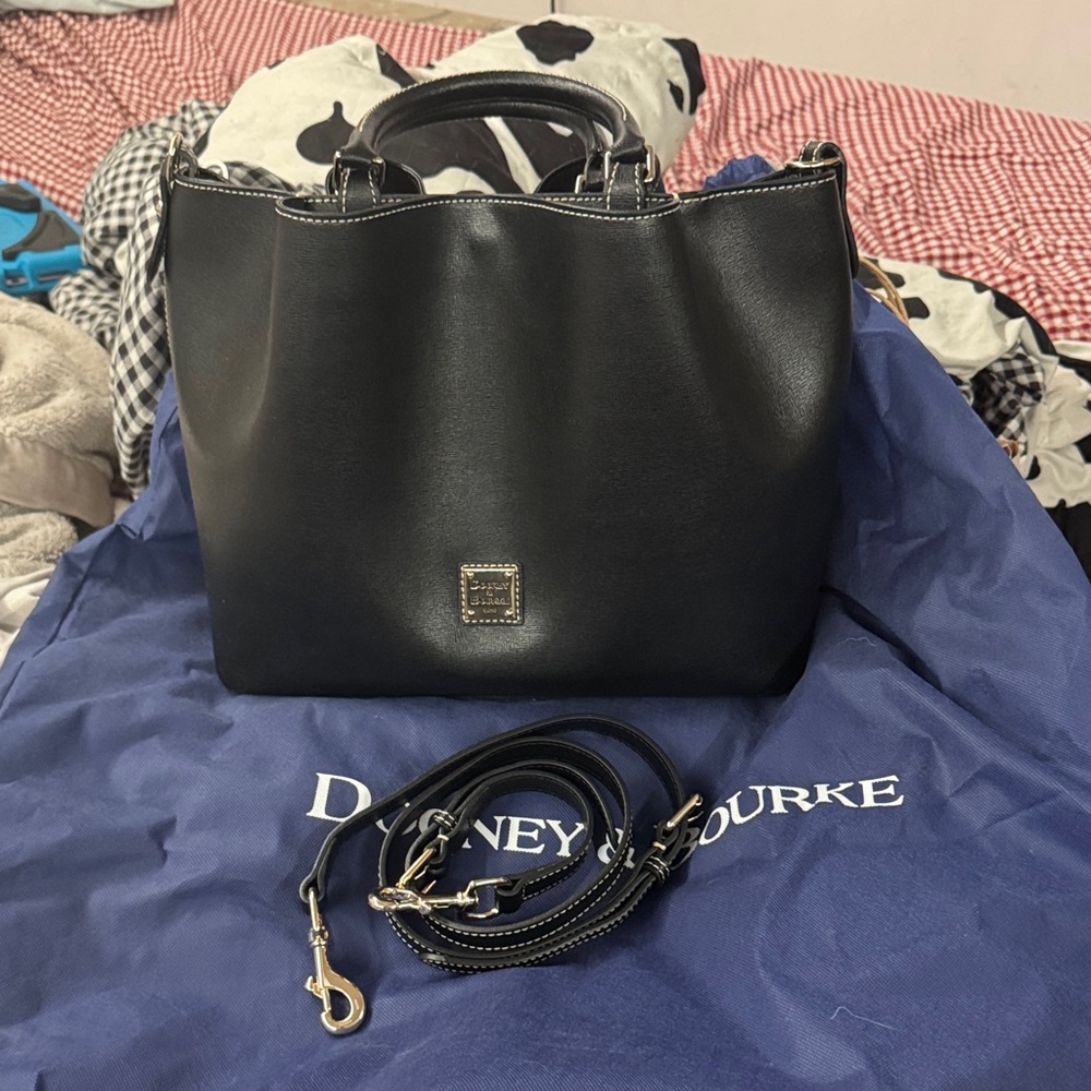 Dooney & Bourke Black Leather Barlow Tote with Detachable Strap